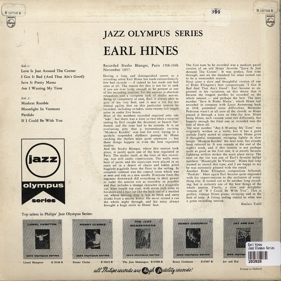 Earl Hines - Jazz Olympus Series