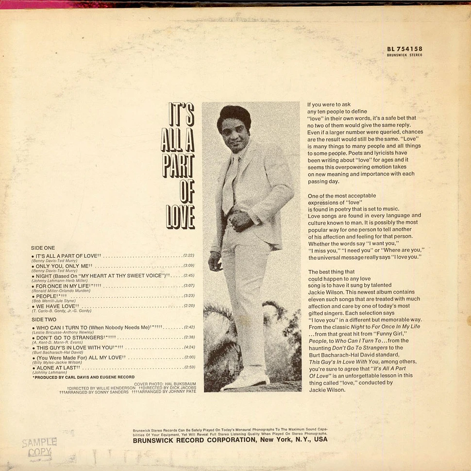 Jackie Wilson - It's All A Part Of Love