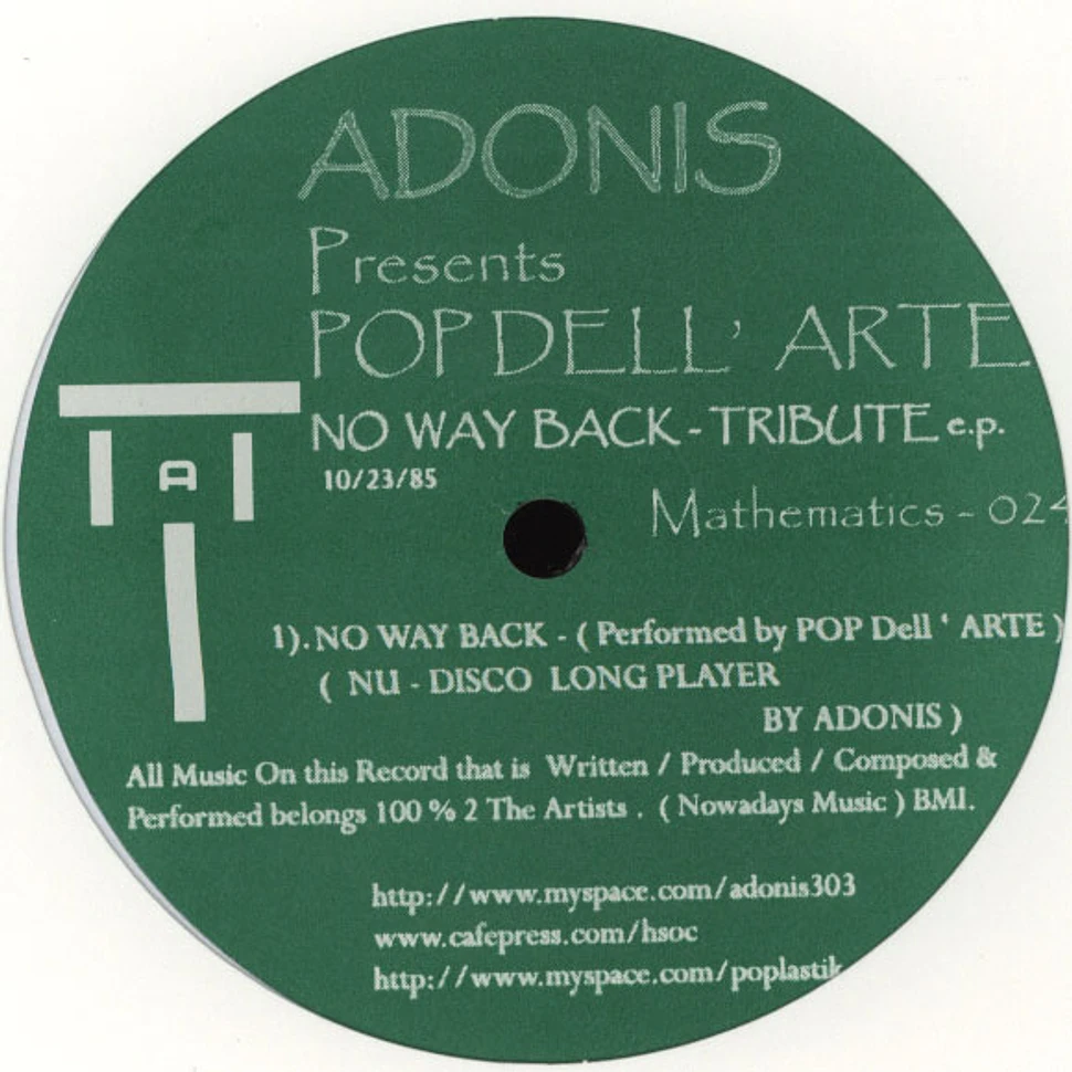 Adonis presents Pop Dell Arte - No Way Back Tribute EP