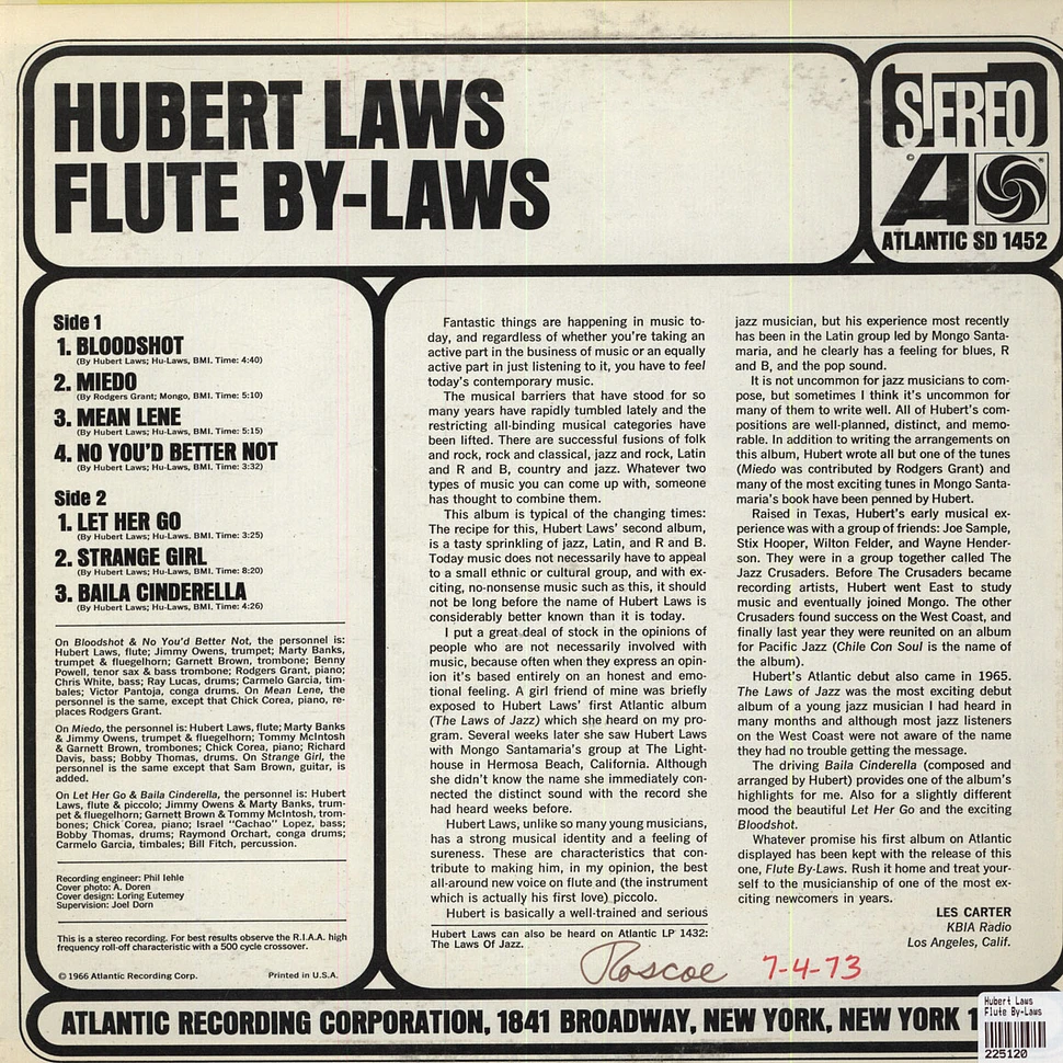 Hubert Laws - Flute By-Laws