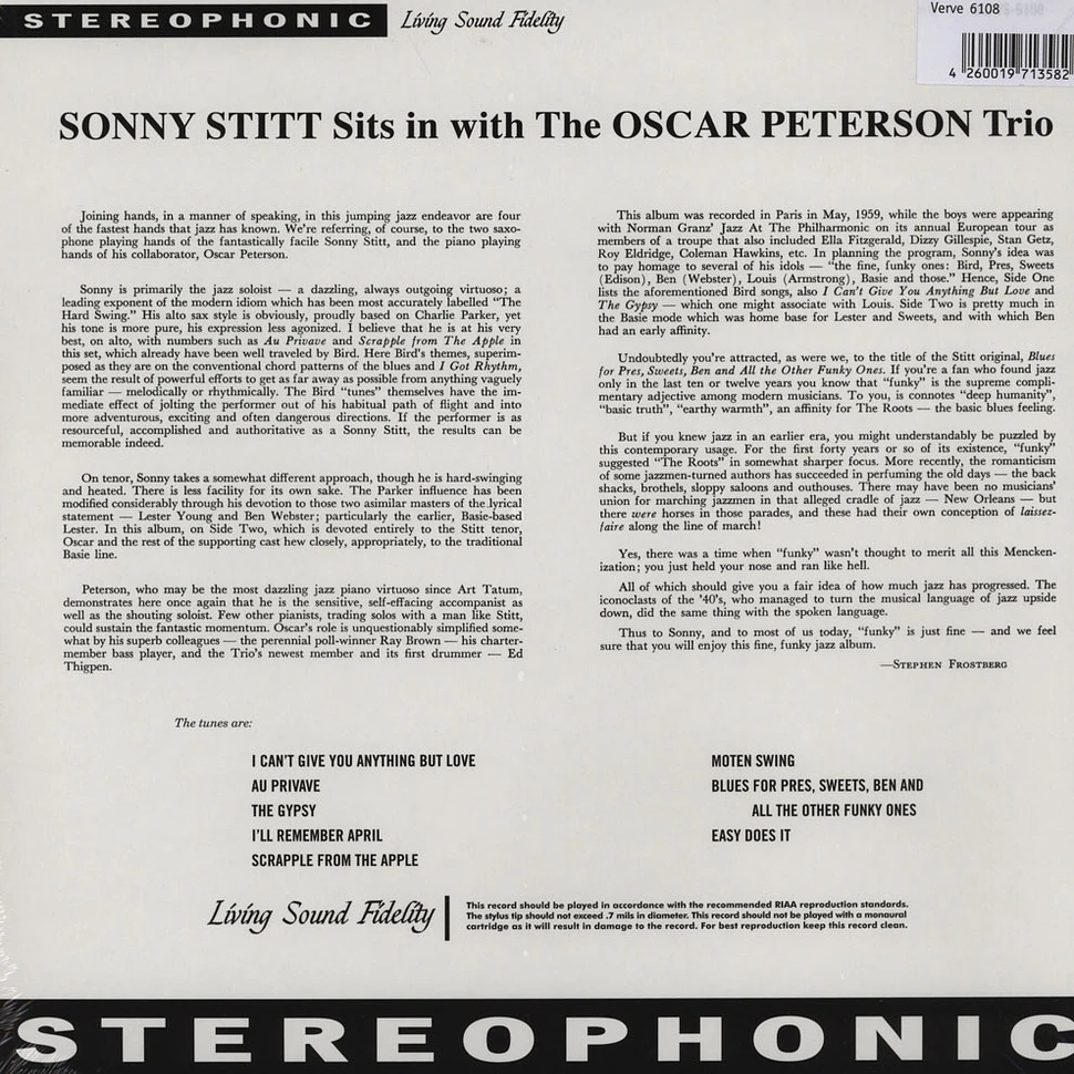 Sonny Stitt / The Oscar Peterson Trio - Sonny Stitt Sits In With The Oscar Peterson Trio