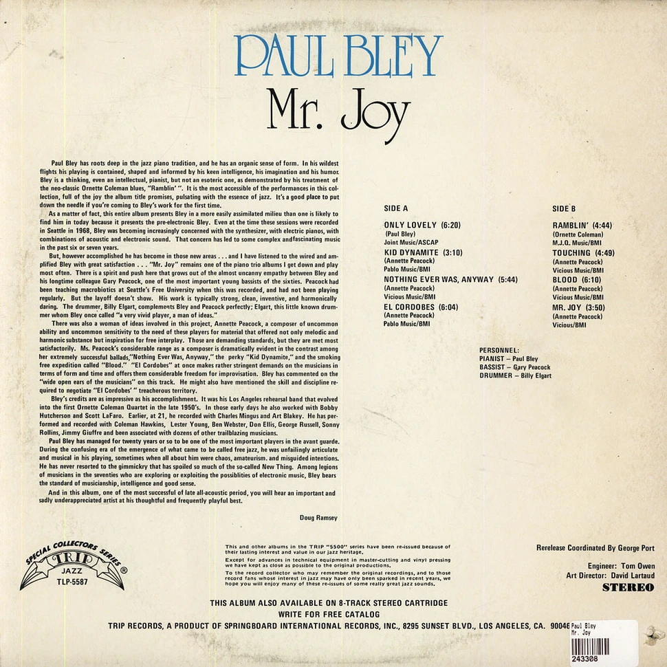 Paul Bley - Mr. Joy 1968