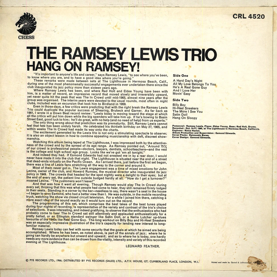 The Ramsey Lewis Trio - Hang On Ramsey!