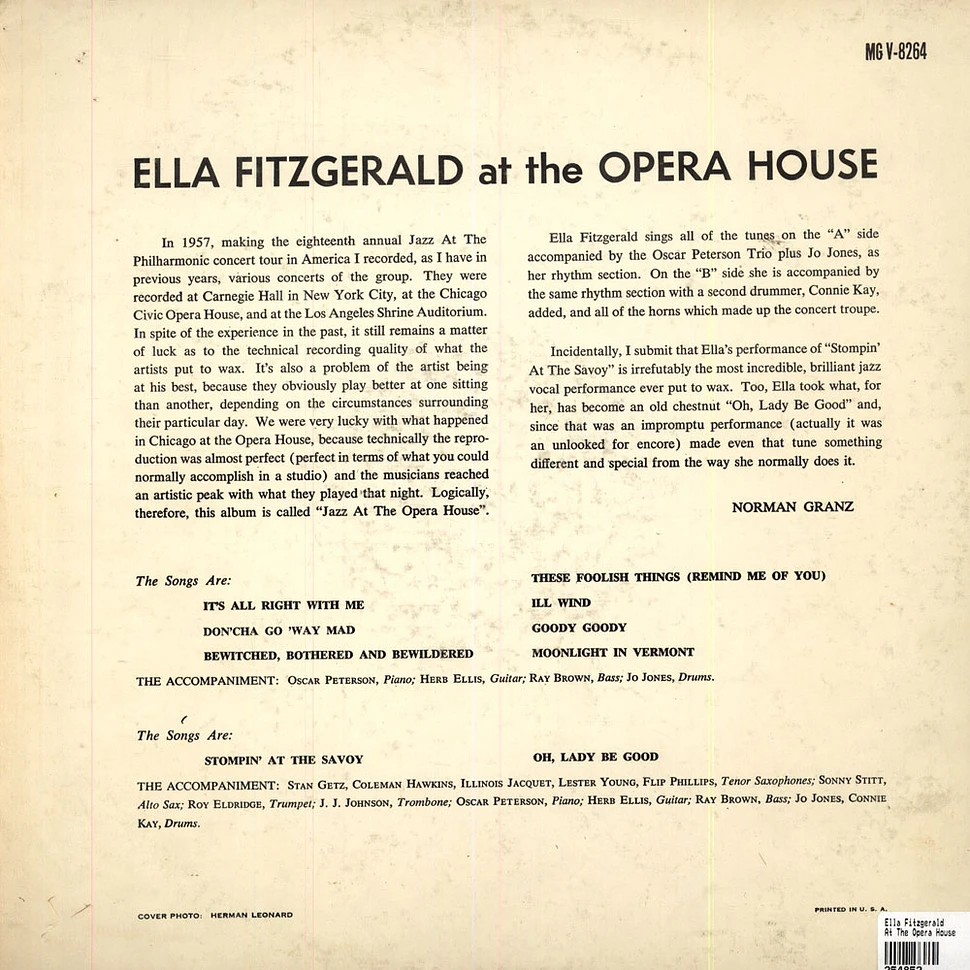 Ella Fitzgerald - At The Opera House