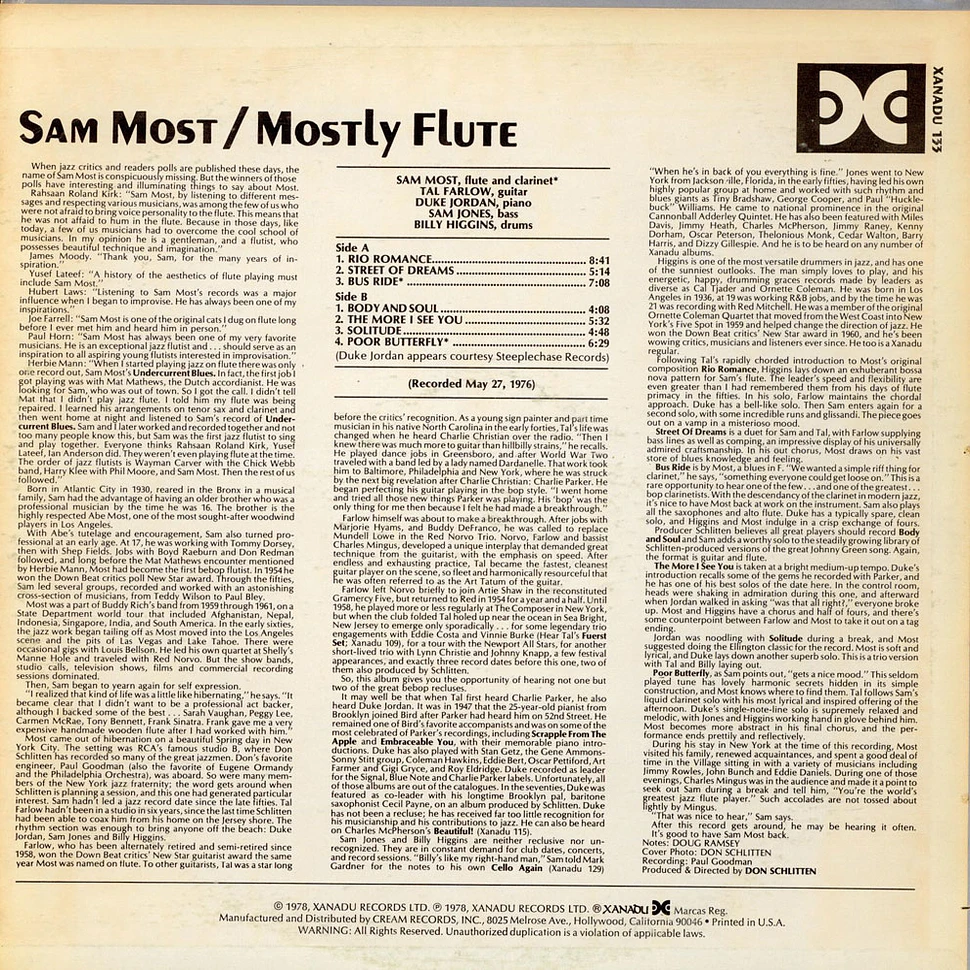 Sam Most - Mostly Flute