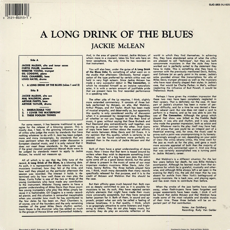 Jackie McLean - A Long Drink Of The Blues