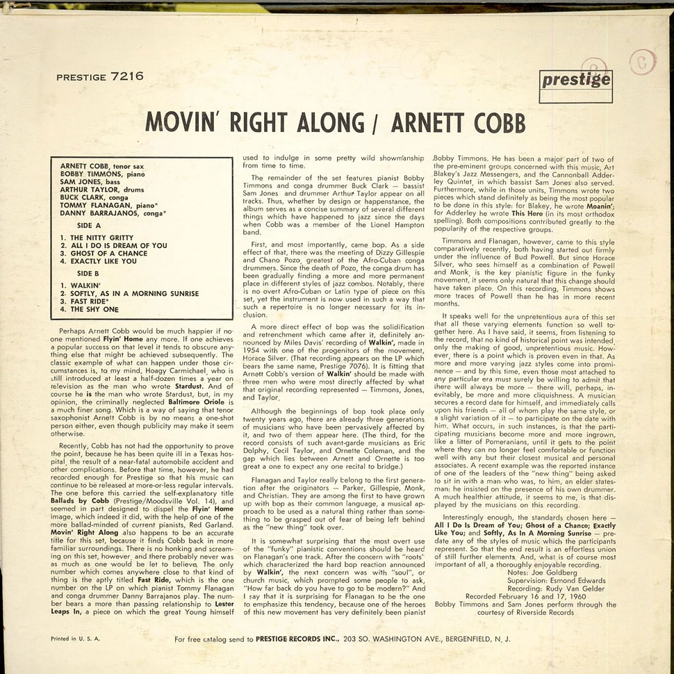 Arnett Cobb - Movin' Right Along