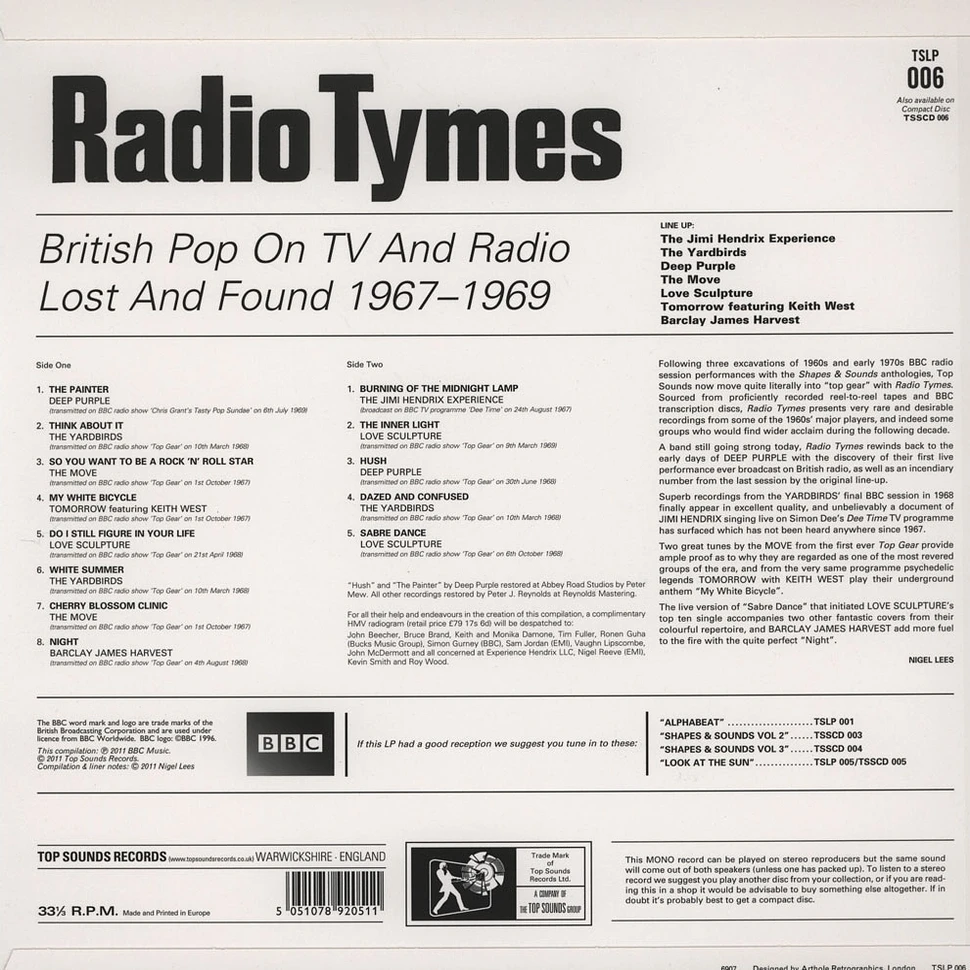 Radio Tymes - British Pop On TV And Radio Lost And Found, 1967 – 1969