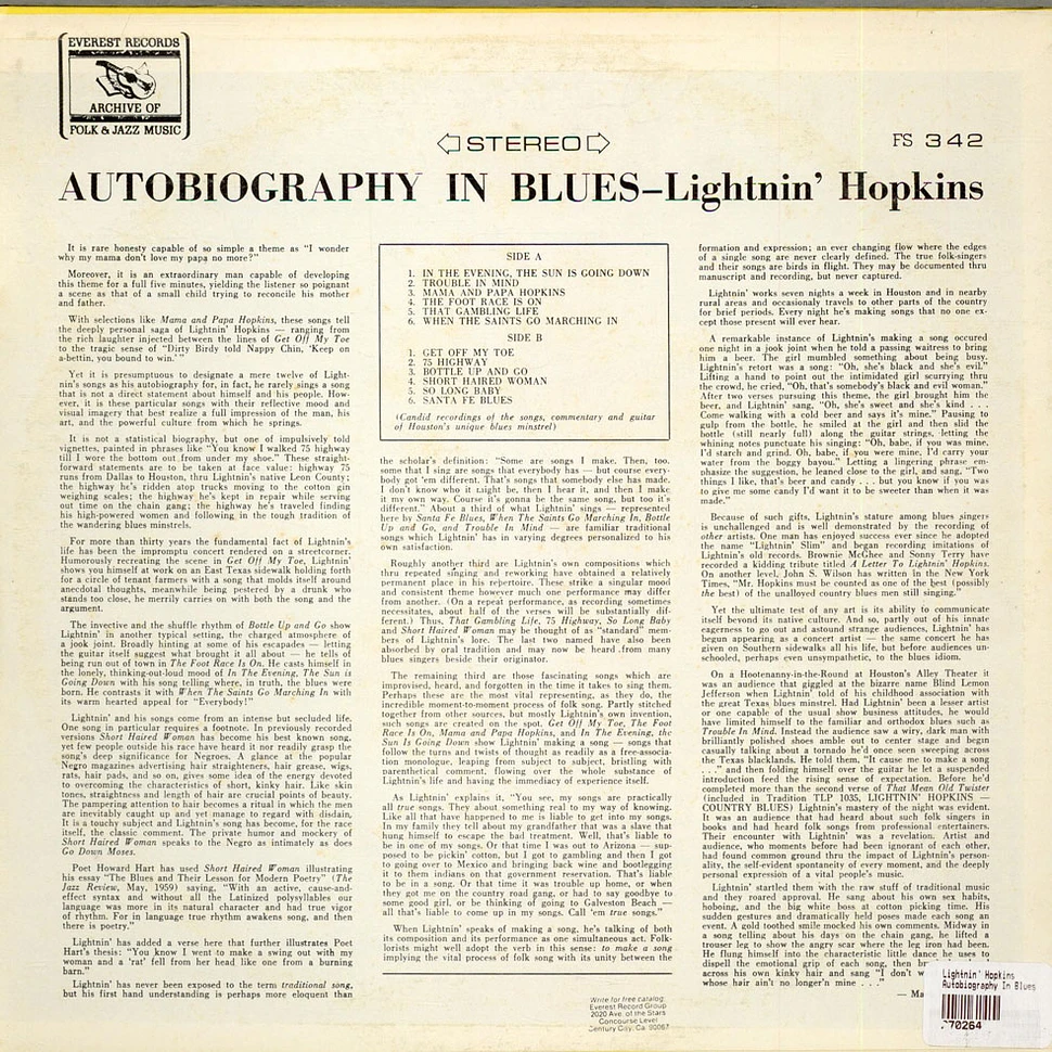 Lightnin' Hopkins - Autobiography In Blues