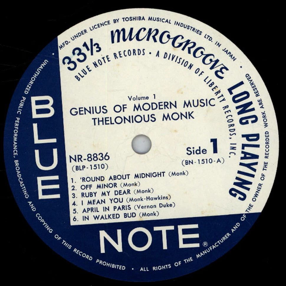 Thelonious Monk - Genius Of Modern Music Volume 1