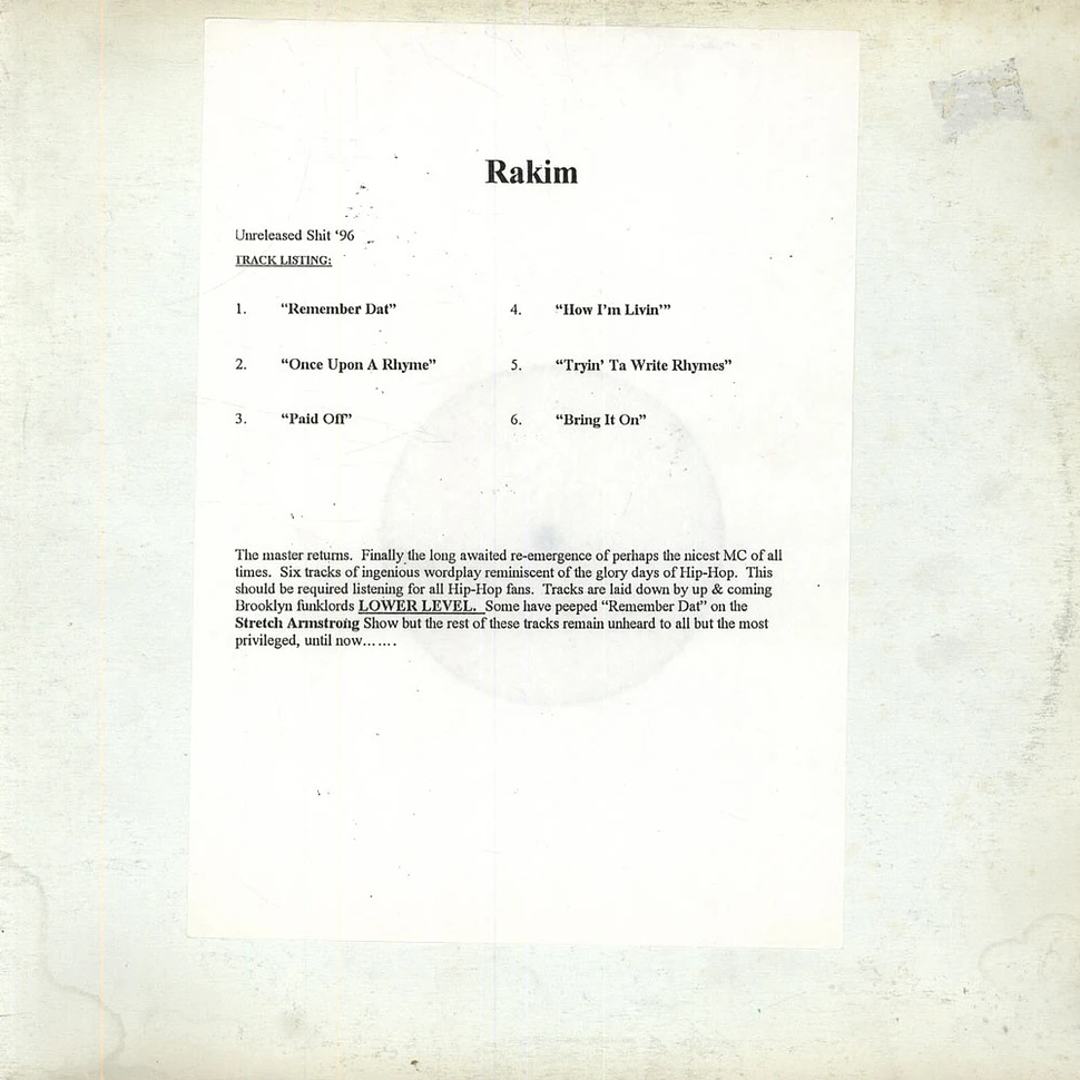 Rakim - Unreleased Shit '96