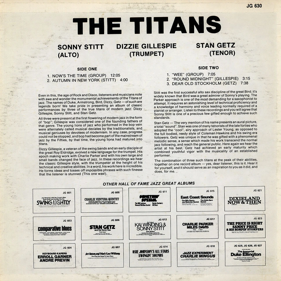 Sonny Stitt, Dizzy Gillespie, Stan Getz - The Titans