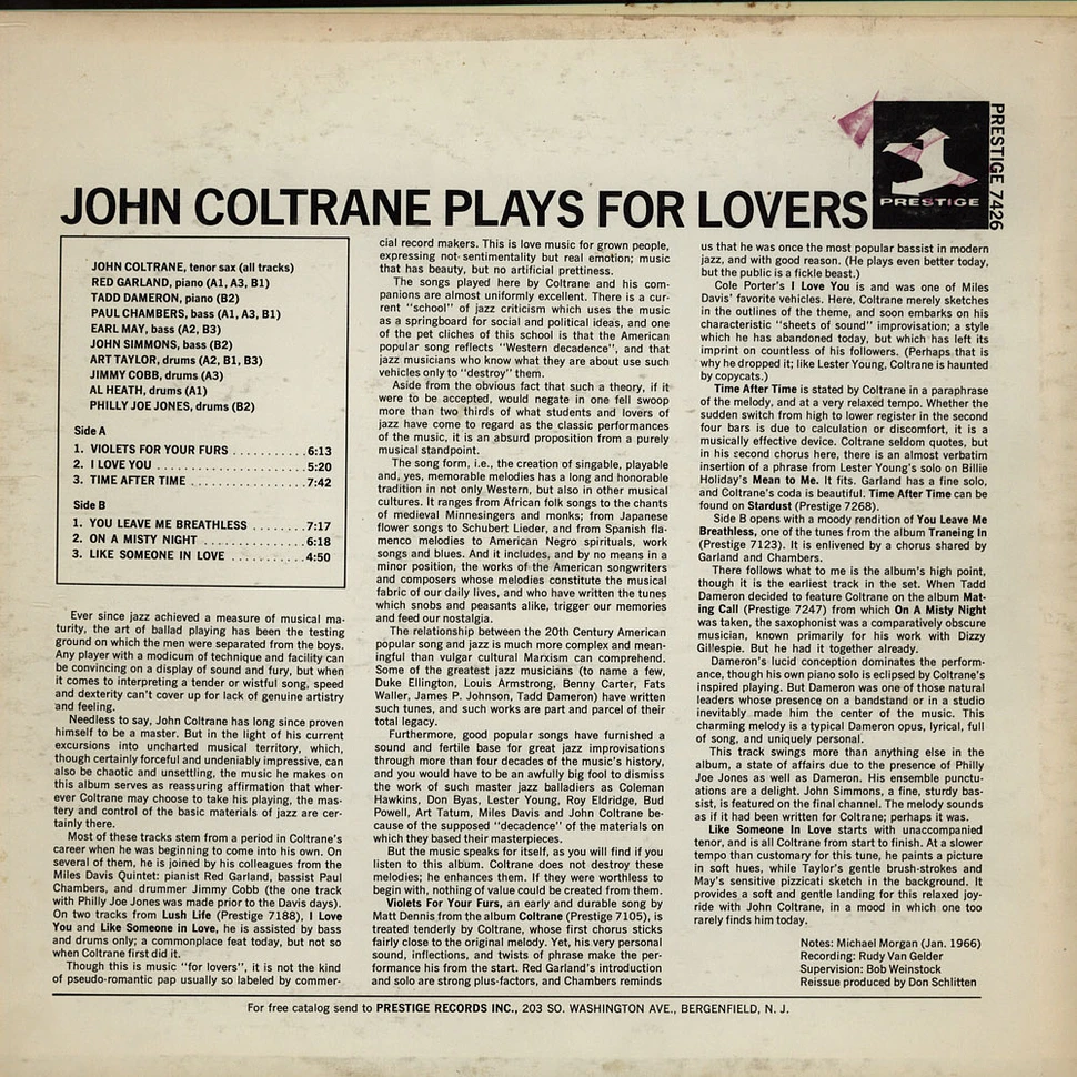 John Coltrane - John Coltrane Plays For Lovers