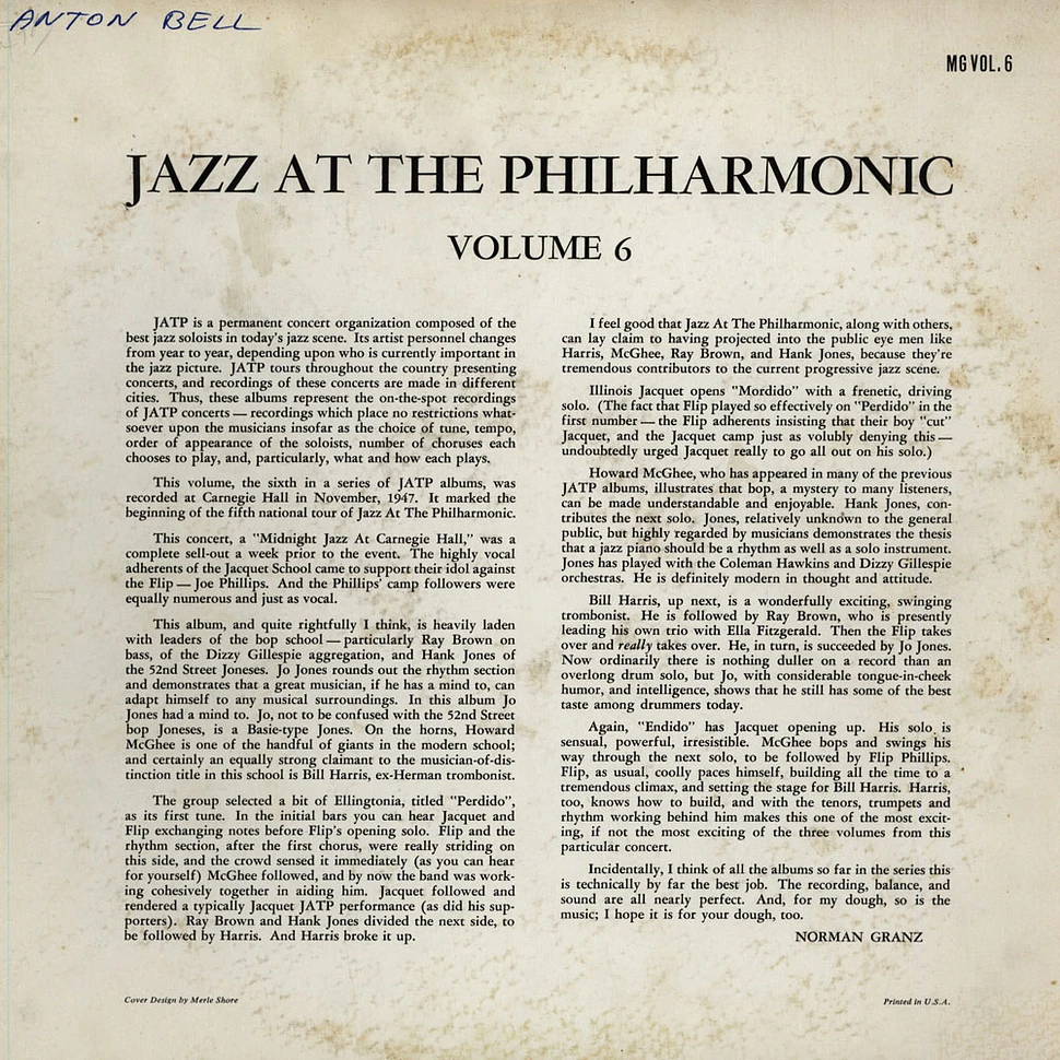 Norman Granz presents - Jazz At The Philharmonic Vol. 6
