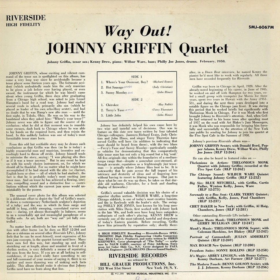 The Johnny Griffin Quartet - Way Out!