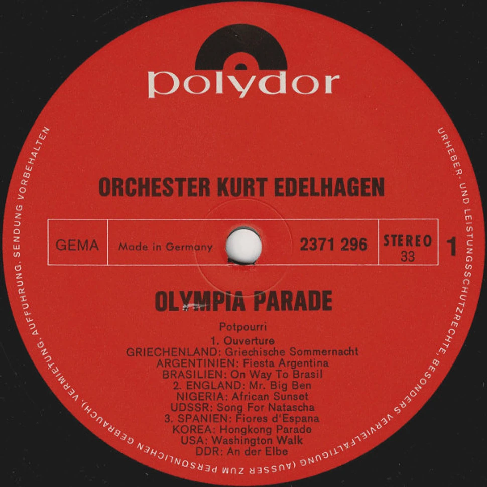 Orchester Kurt Edelhagen - Olympia Parade (Original-Musiken Zum Einzug Der Nationen 26. August 1972 - XX. Olympische Spiele München 1972)