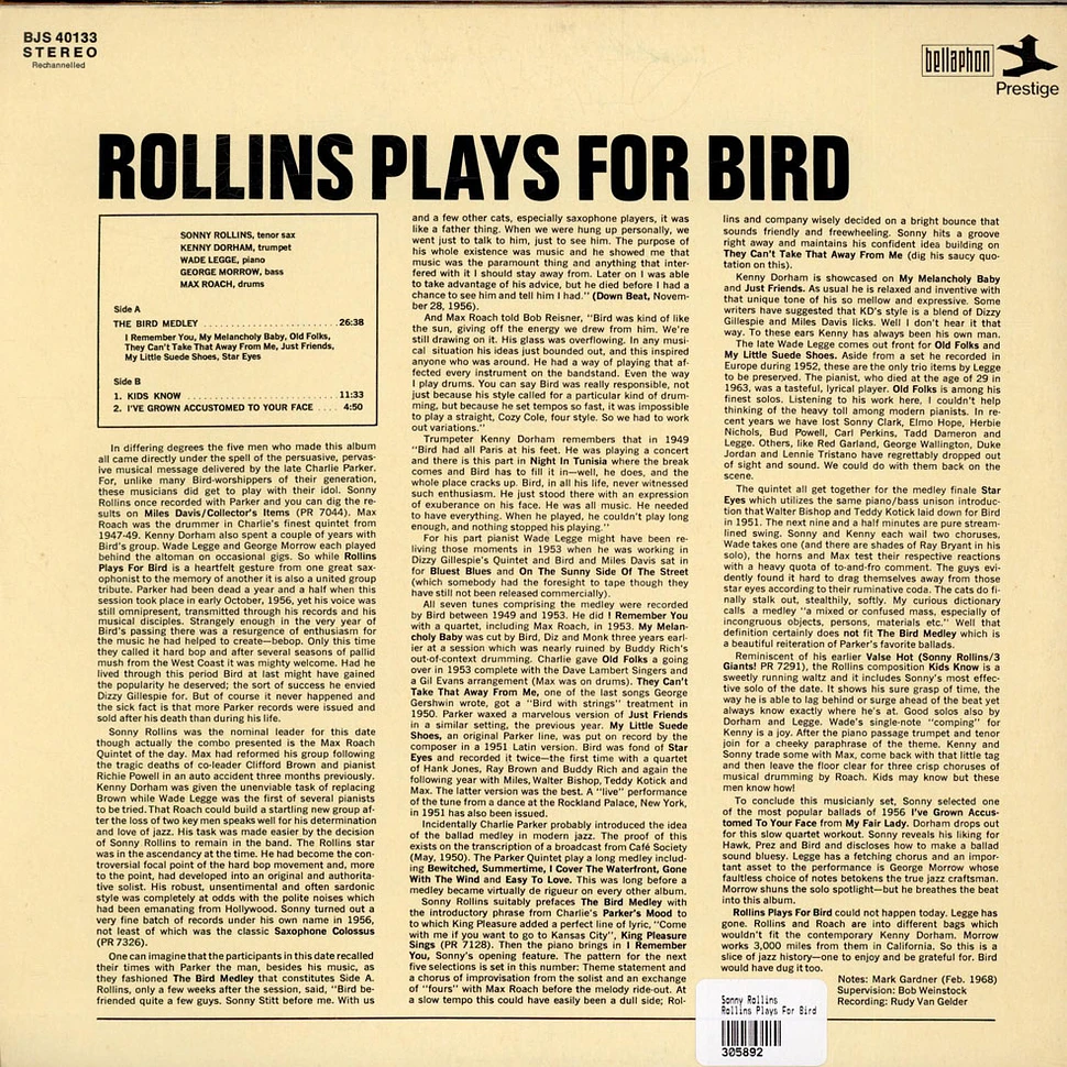 Sonny Rollins - Rollins Plays For Bird