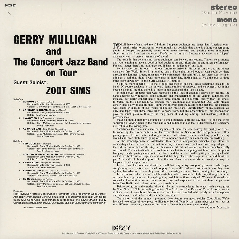 Gerry Mulligan And The Concert Jazz Band On Tour - W Jazz Soloist / Zoot Sims
