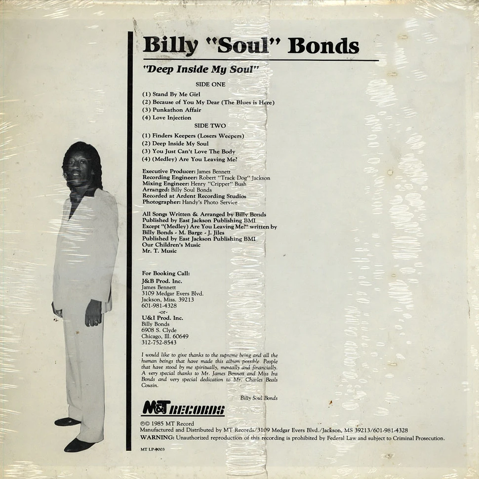 Billy "Soul" Bonds - Deep Inside My Soul