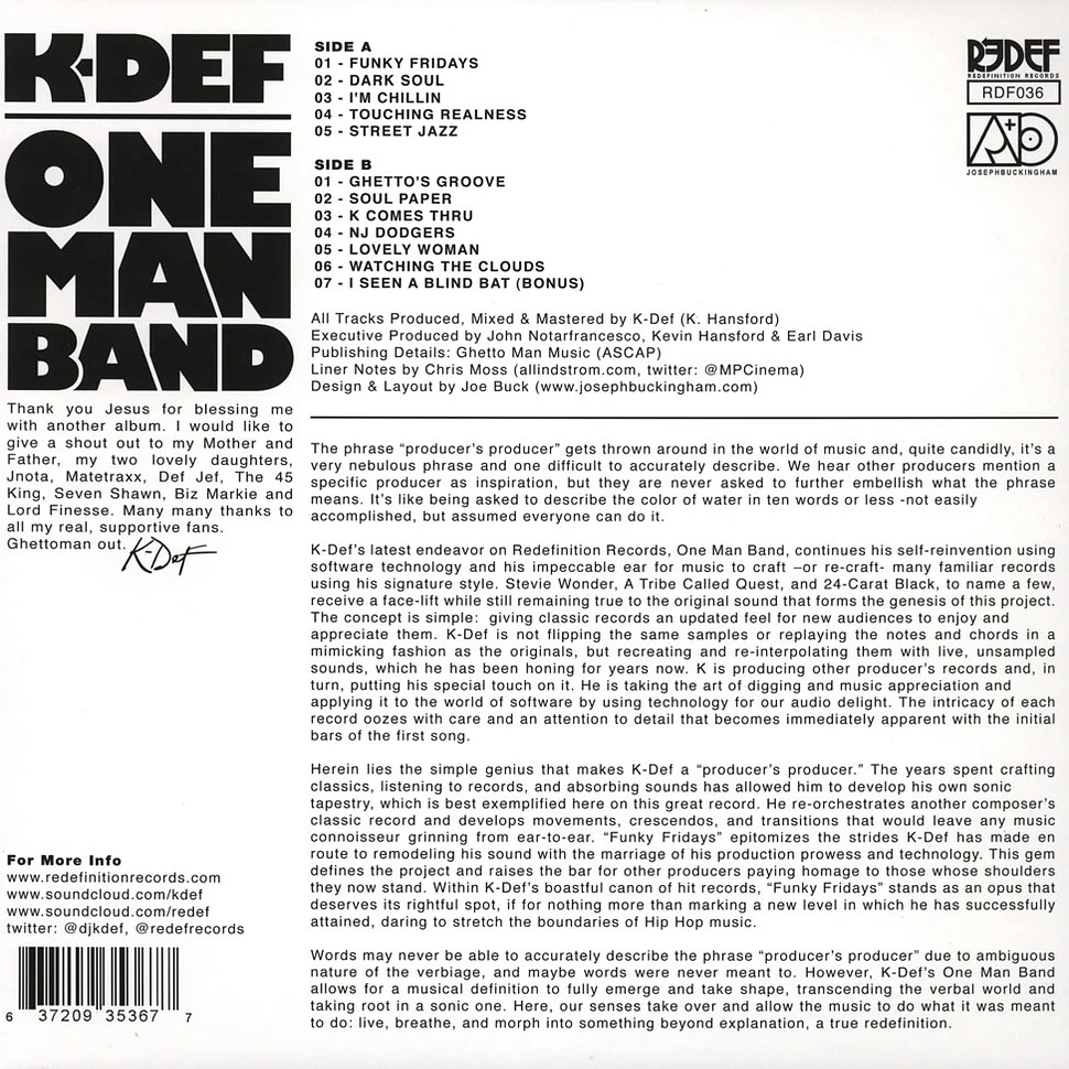 K-Def - One Man Band Silver Vinyl Edition