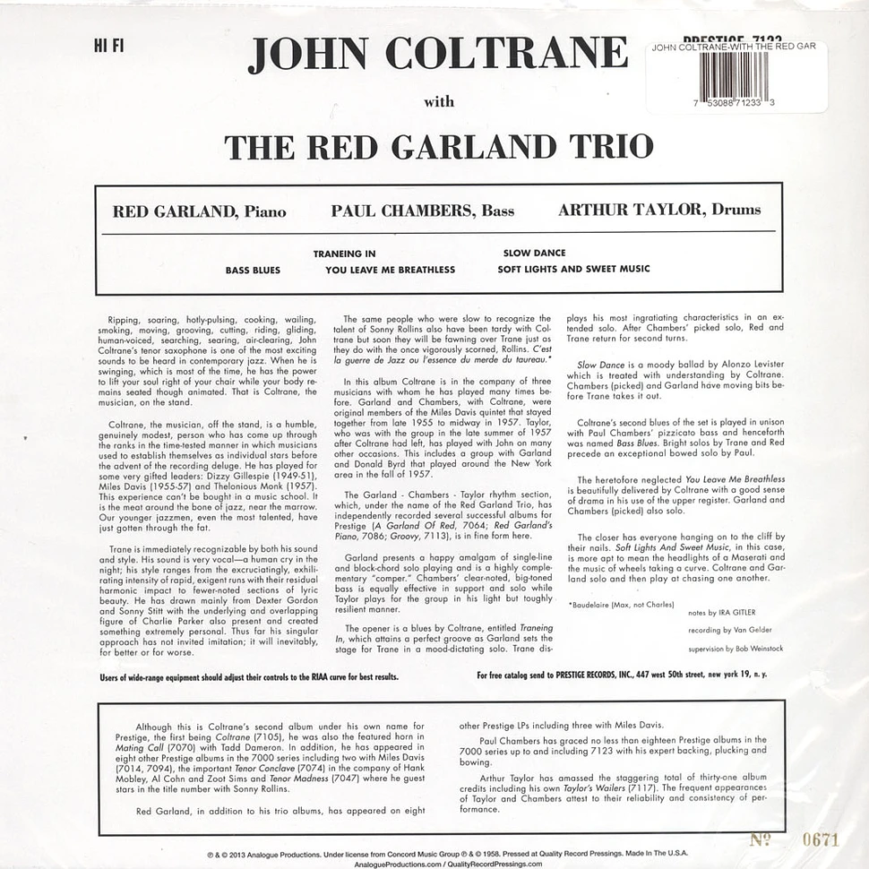 John Coltrane With The Red Garland Trio - John Coltrane with The Red Garland Trio