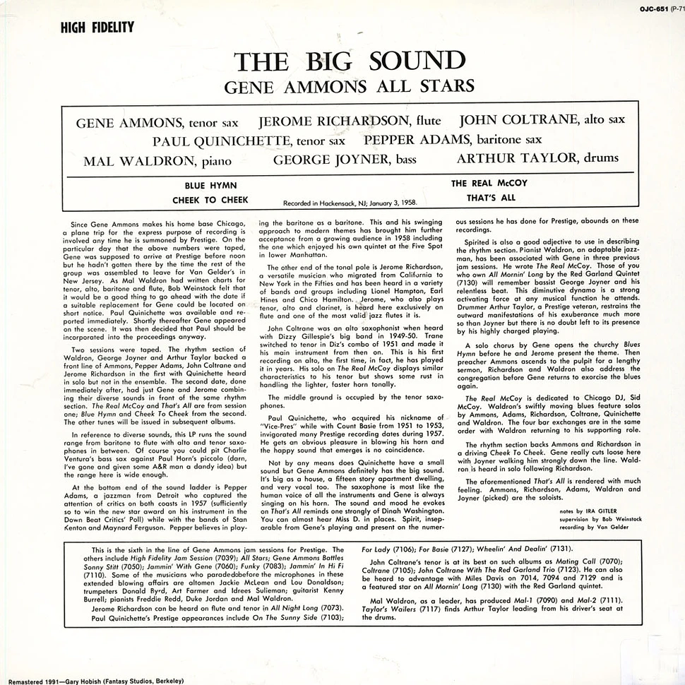 Gene Ammons' All Stars - The Big Sound