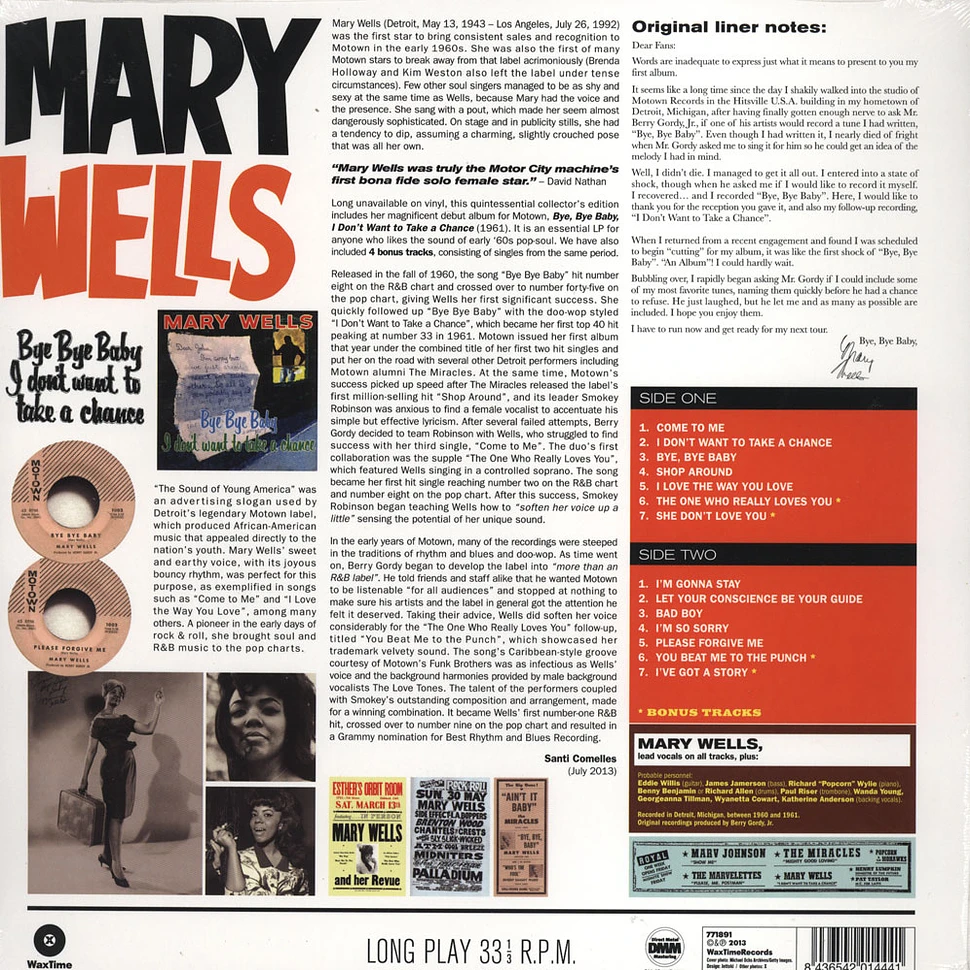 Mary Wells - Bye Bye Baby / I Don't Want To Take A Chance