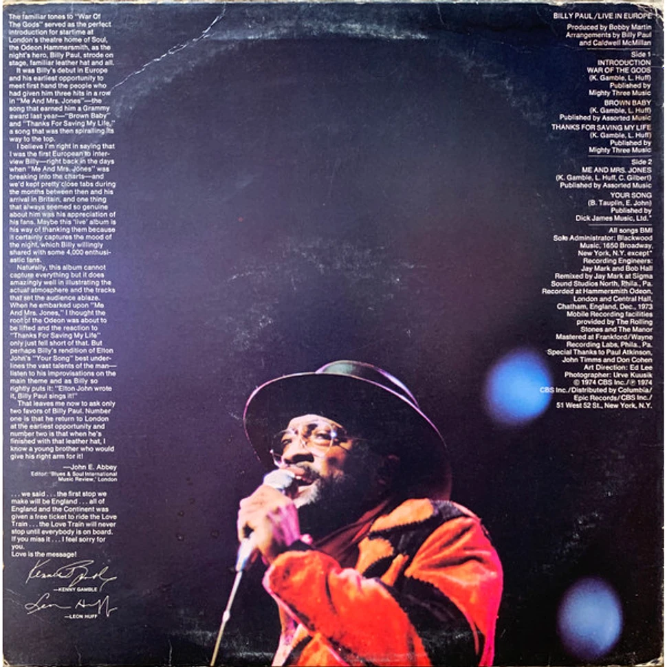 Billy Paul - Live In Europe