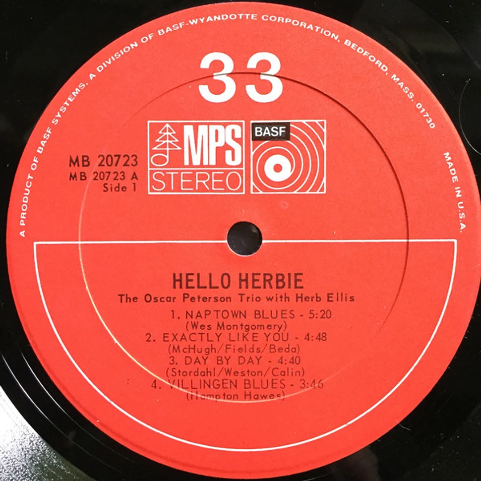 The Oscar Peterson Trio With Herb Ellis Hello Herbie Vinyl LP