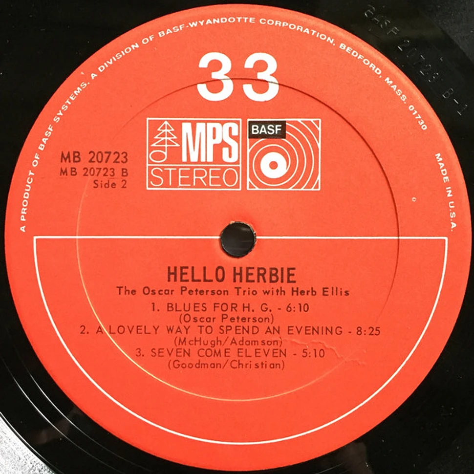 The Oscar Peterson Trio With Herb Ellis Hello Herbie Vinyl LP 1972 US Original HHV