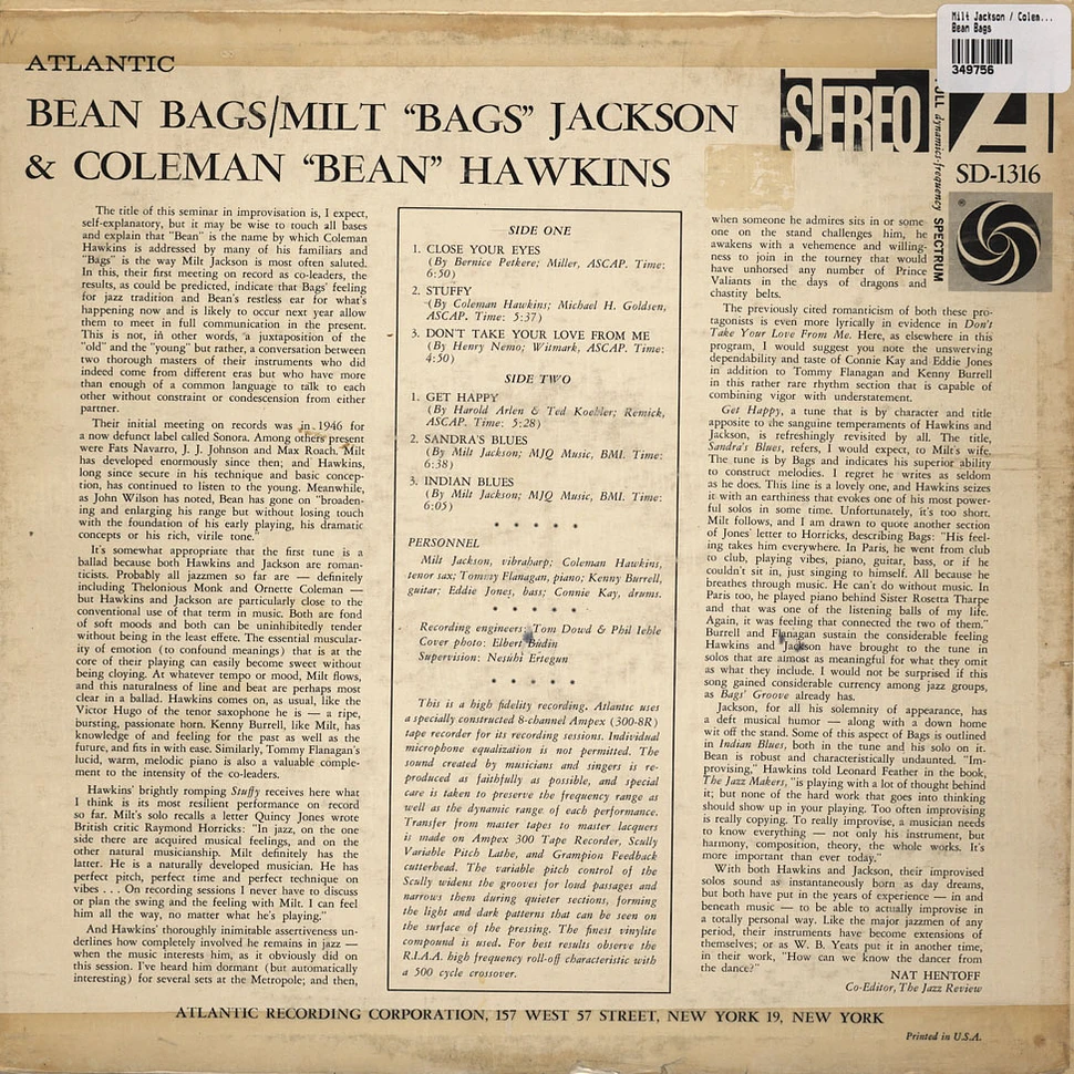 Milt Jackson / Coleman Hawkins - Bean Bags