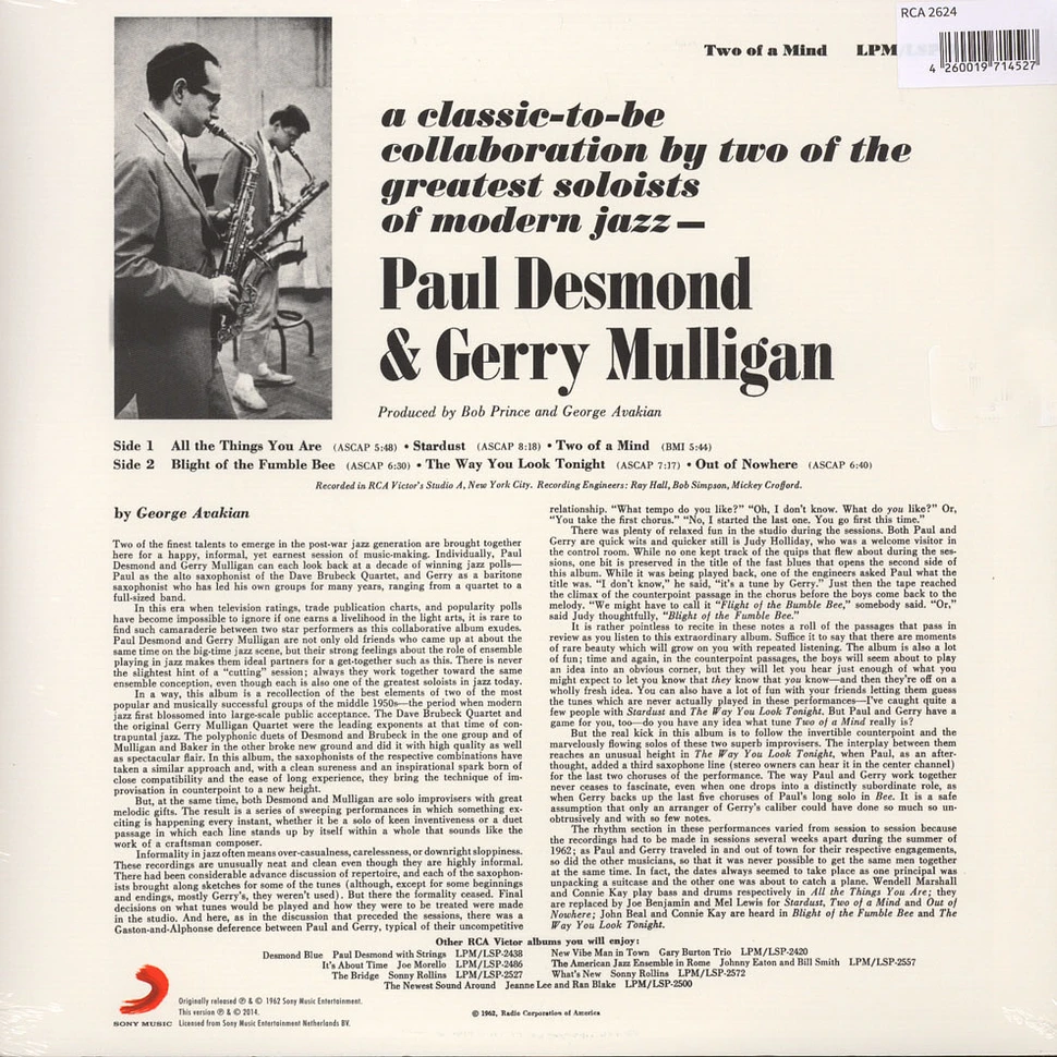 Paul Desmond & Gerry Mulligan - Two Of A Mind