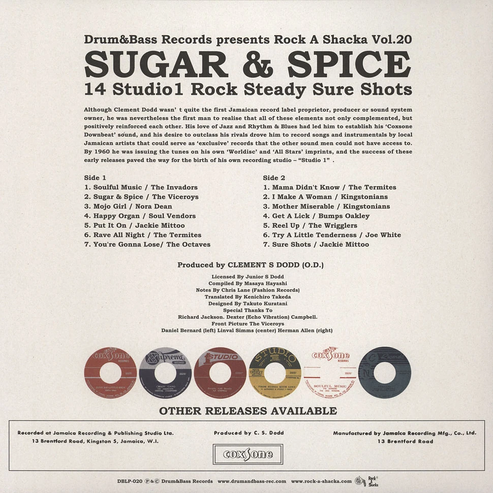 V.A. - Sugar & Spice - Studio One Rock Steady Sure Shots