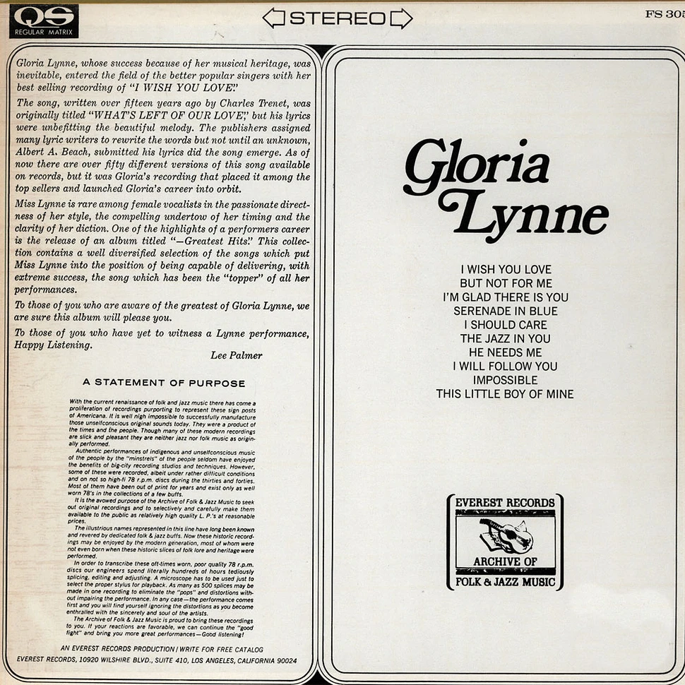 Gloria Lynne - Gloria Lynne (Including I Wish You Love)