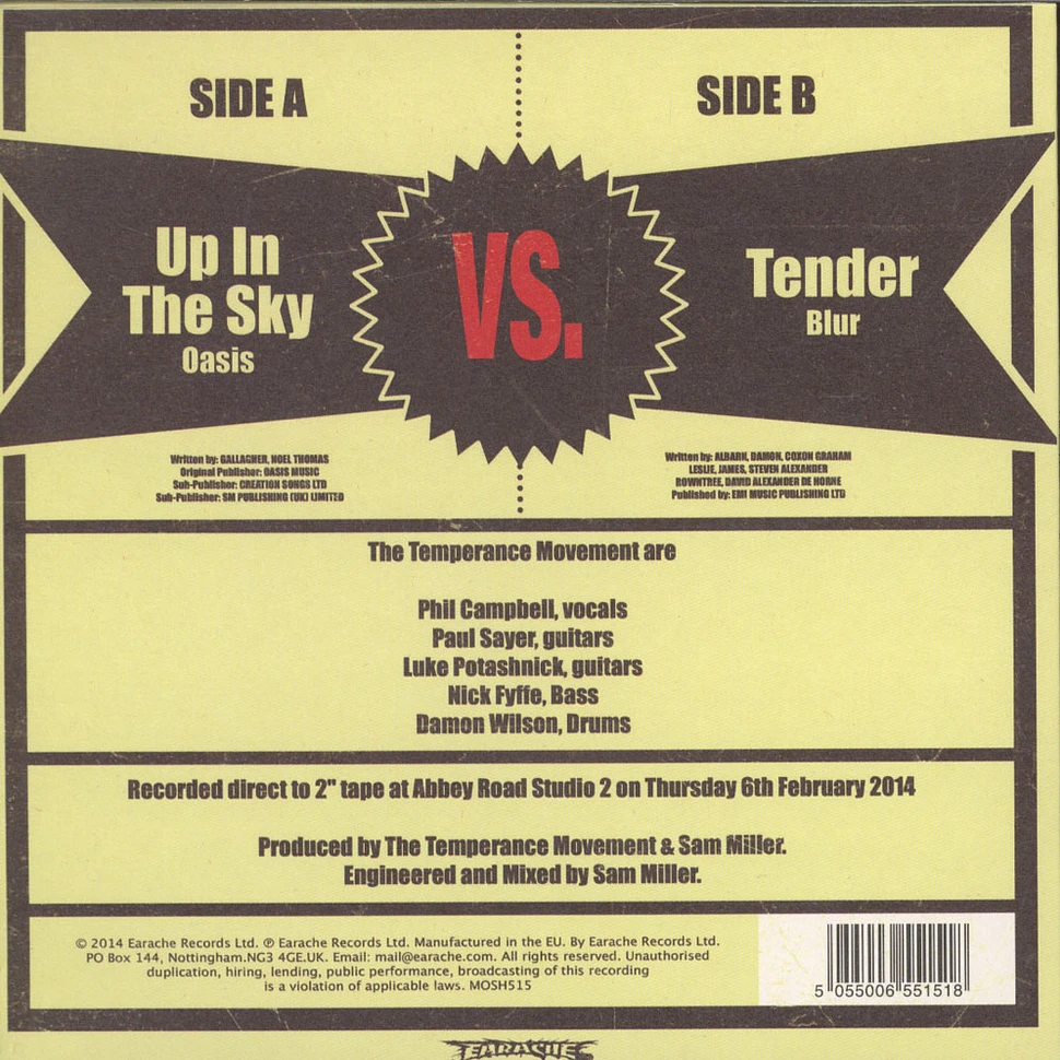 The Temperance Movement - Up In The Sky / Tender