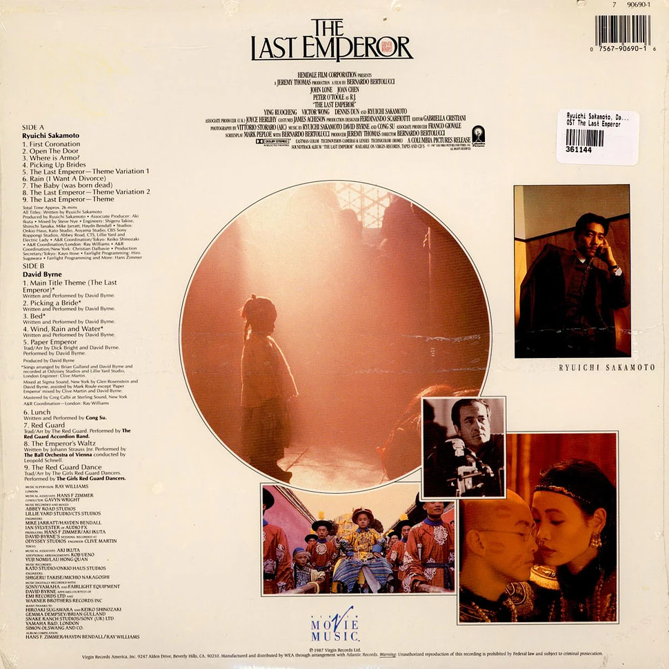 Ryuichi Sakamoto, David Byrne And Cong Su - The Last Emperor (Original Motion Picture Soundtrack)