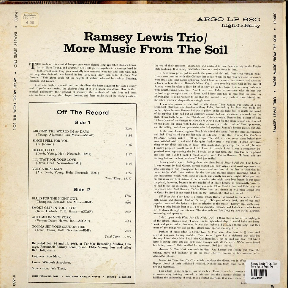 The Ramsey Lewis Trio - More Music From The Soil