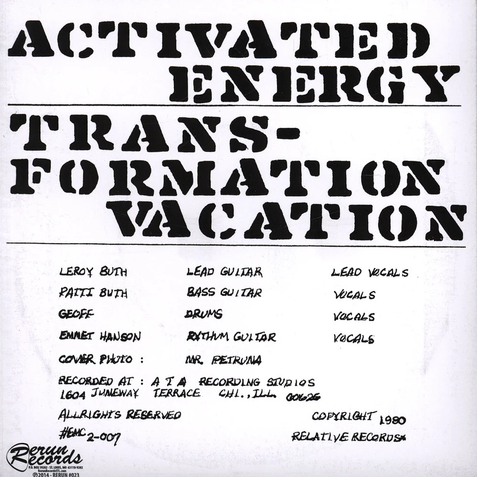 The Lubricants - Activated Energy / Transormation Vacation