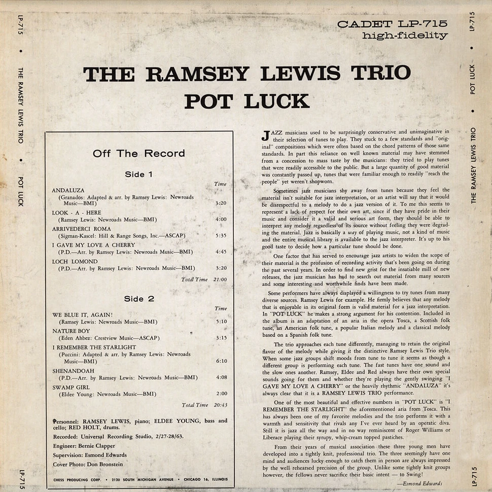 The Ramsey Lewis Trio - Pot Luck