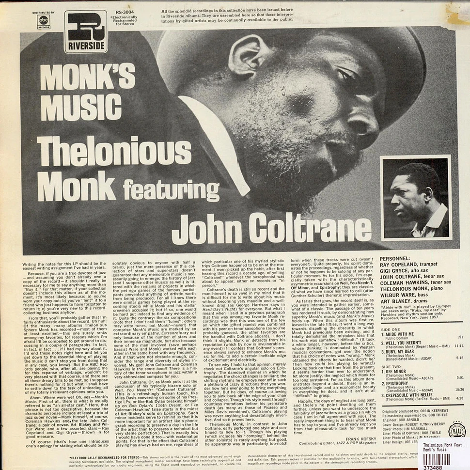 Thelonious Monk Featuring John Coltrane - Monk's Music