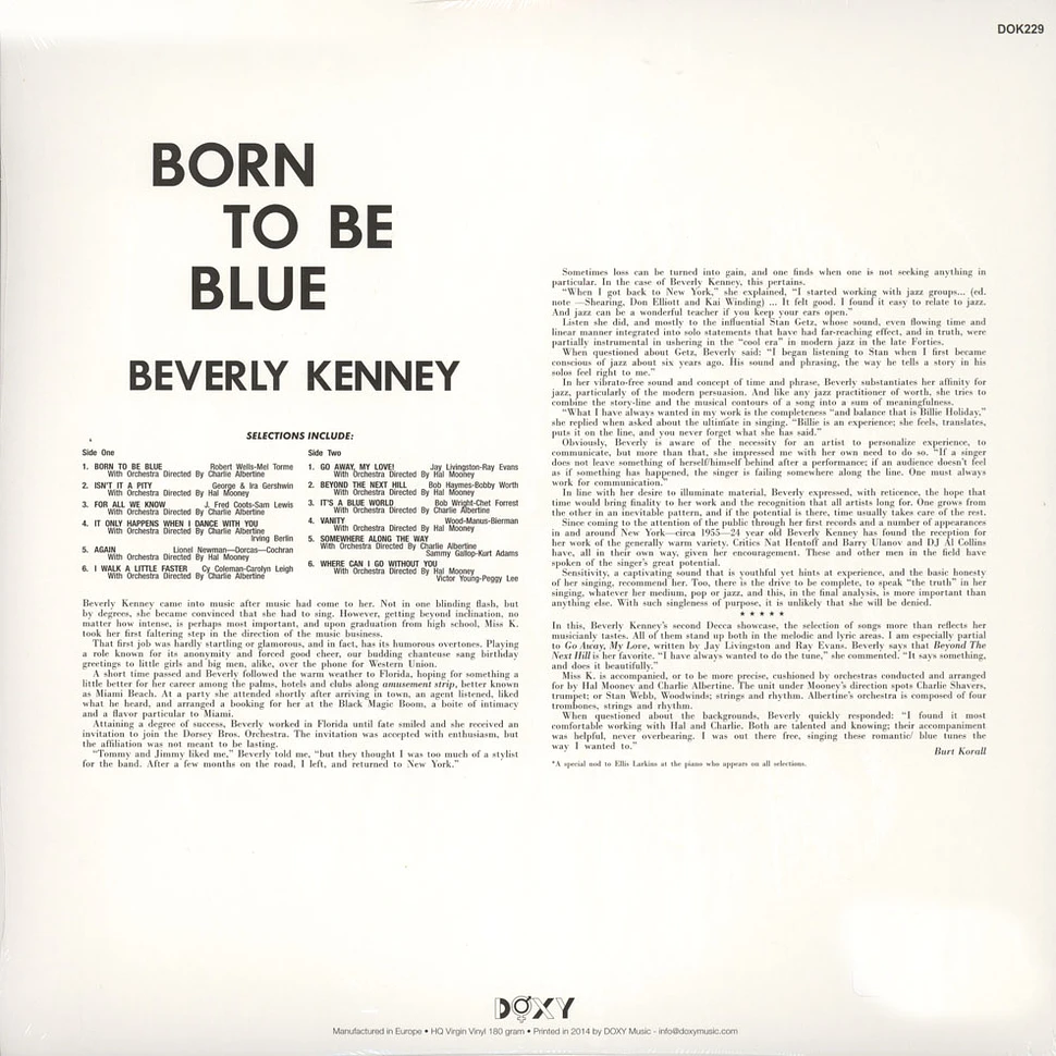 Beverly Kenney - Born To Be Blue