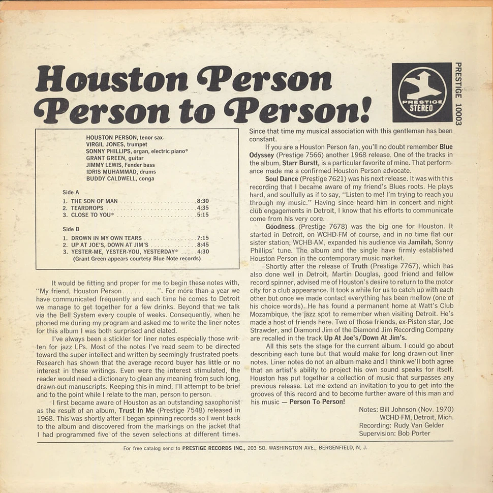 Houston Person - Person To Person!