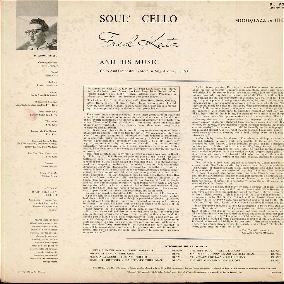 Fred Katz And His Music - Soul Cello