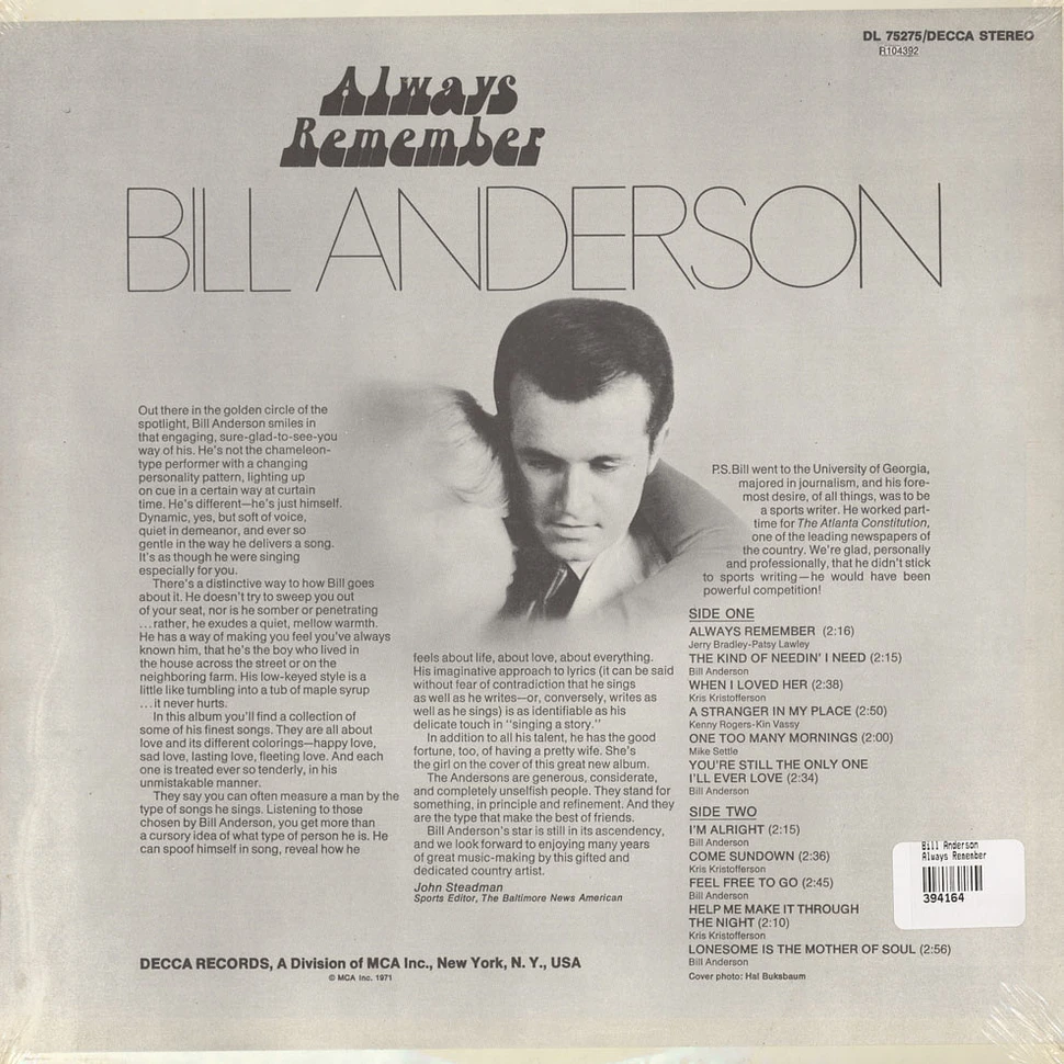 Bill Anderson - Always Remember