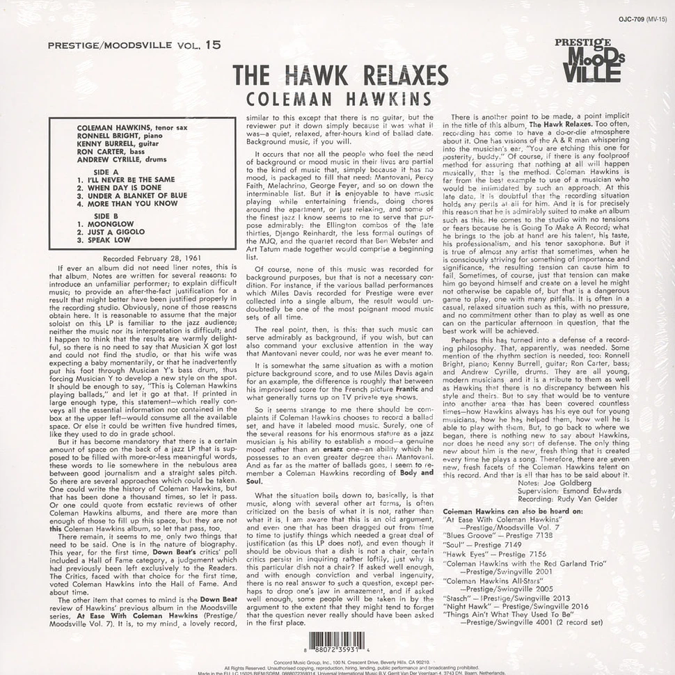 Coleman Hawkins - The Hawk Relaxes Back To Black Edition