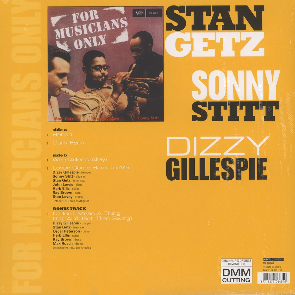 Stan Getz / Dizzy Gillespie / Sonny Stitt - For Musicians Only