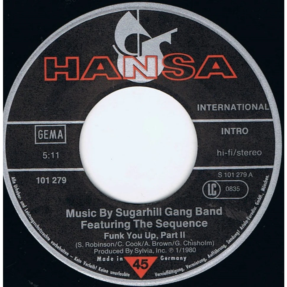 Sugarhill Gang Band Featuring The Sequence - Funk You Up (Part 2 ...