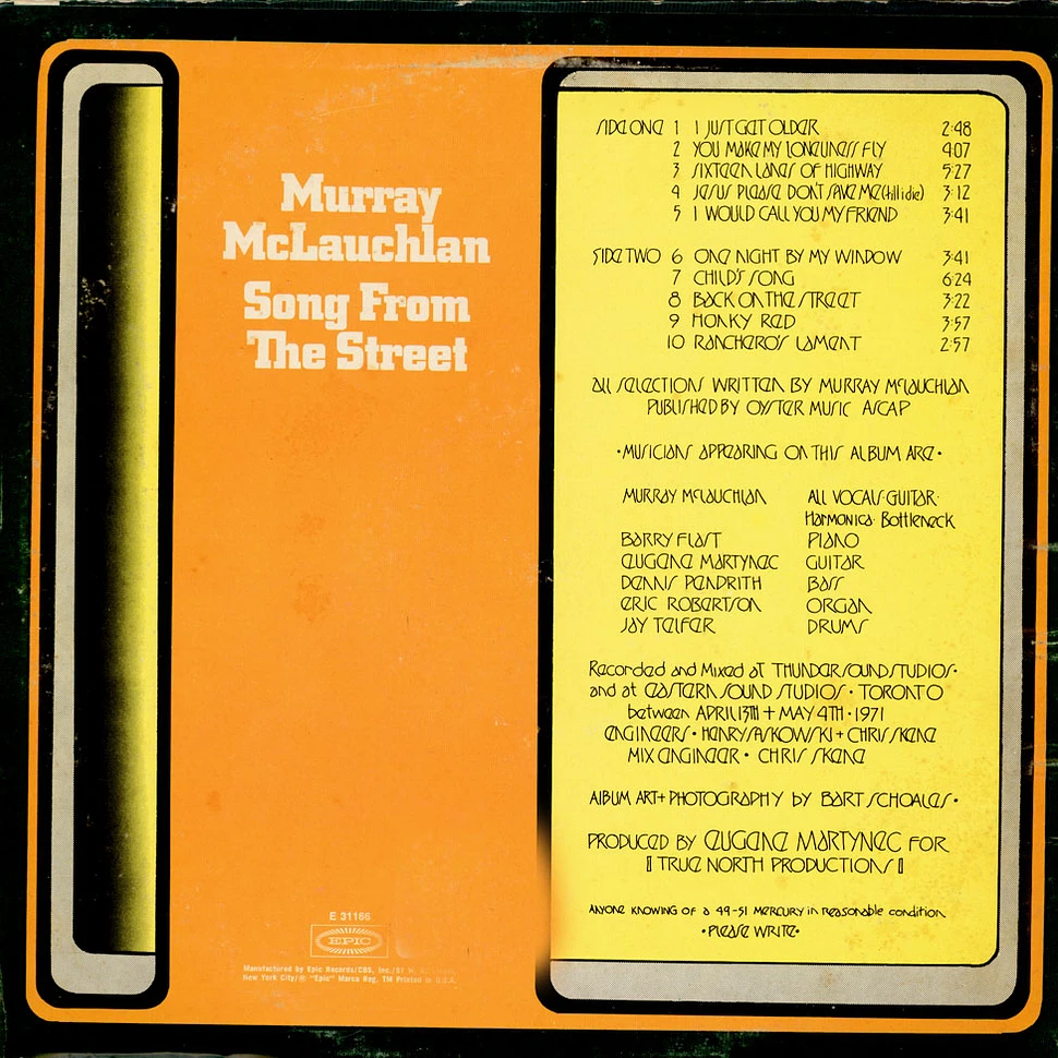 Murray McLauchlan - Song From The Street