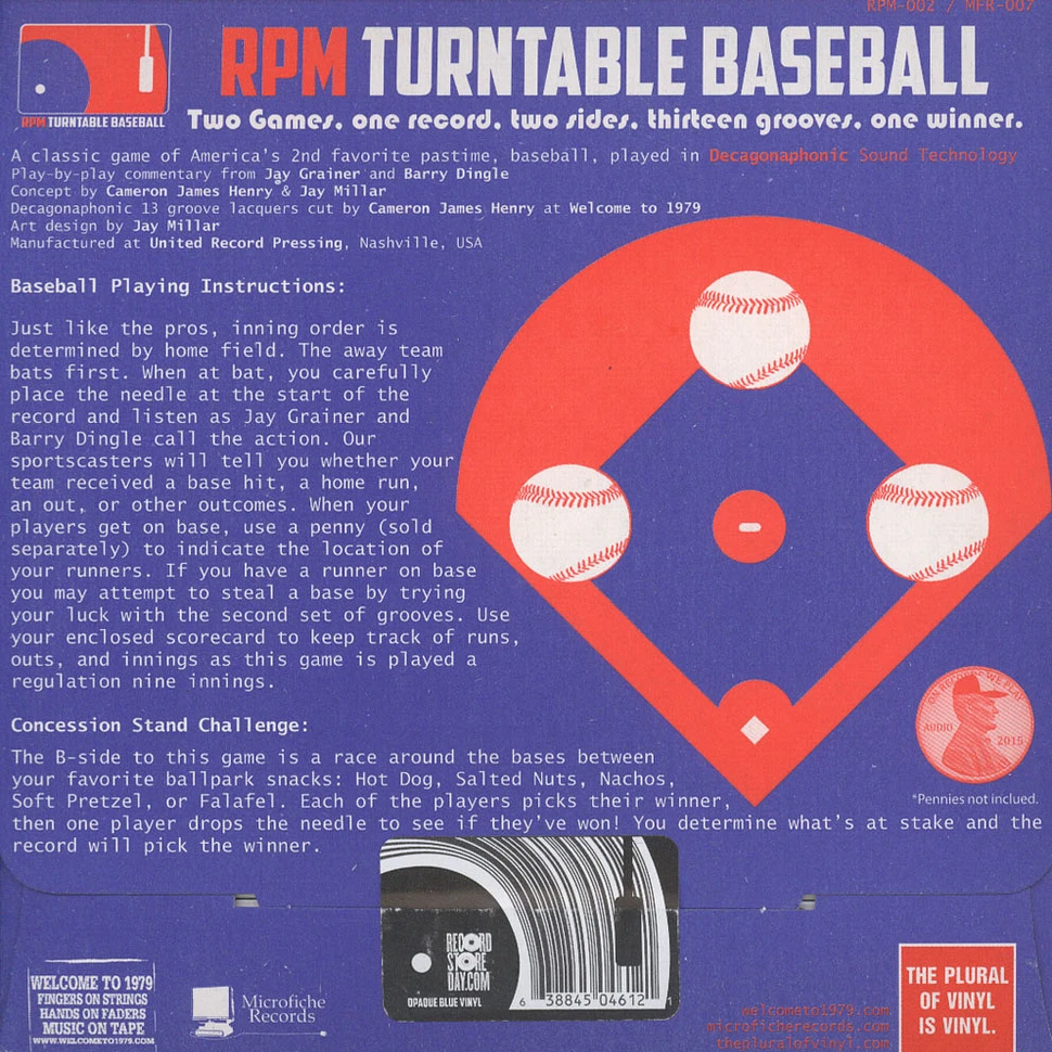 RPM Turntable Baseball - Two Games, One Record (A Two-Player Game Played at 33 1/3 RPM)