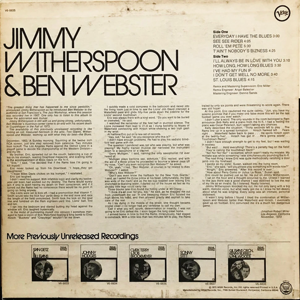 Jimmy Witherspoon & Ben Webster - Previously Unreleased Recordings